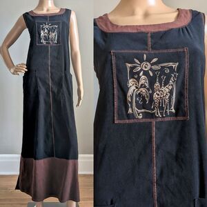 Vintage 90s California Concepts Jumper Maxi Dress Giraffe Coastal Size 16